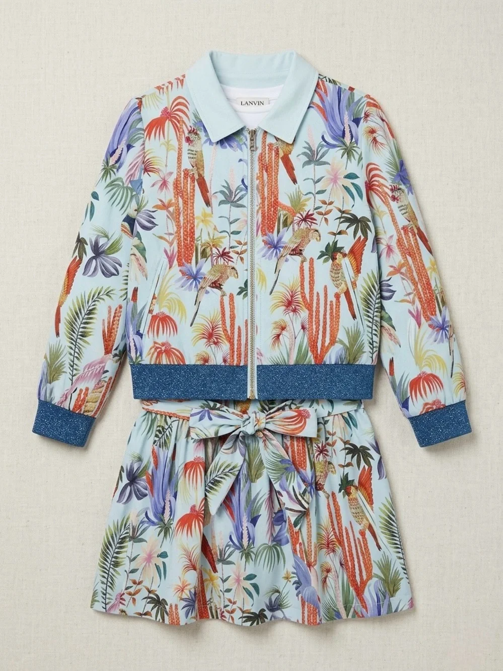 Lanvin Girls Pastel Blue Tropical Print  Set